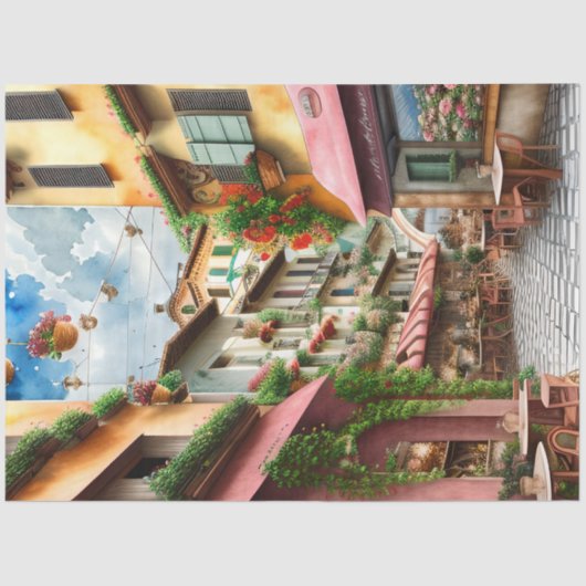 Een Italiaanse Street Scene Ephemera Design Series Tissuepapier (Voorkant)