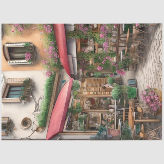 Een Italiaanse Street Scene Ephemera Design Series Tissuepapier (Voorkant)