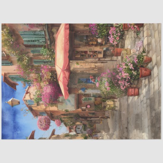 Een Italiaanse Street Scene Ephemera Design Series Tissuepapier (Voorkant)