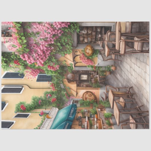 Een Italiaanse Street Scene Ephemera Design Series Tissuepapier (Voorkant)