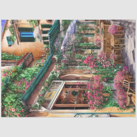 Een Italiaanse Street Scene Ephemera Design Series Tissuepapier (Voorkant)