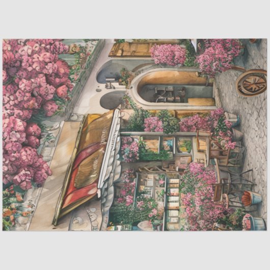 Een Italiaanse Street Scene Ephemera Design Series Tissuepapier (Voorkant)