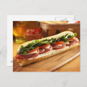 Een Italiaanse sub-sandwich met 2 Briefkaart (Voorkant / Achterkant)