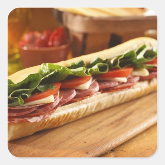 Een Italiaanse sub-sandwich met 2 Vierkante Sticker (Voorkant)