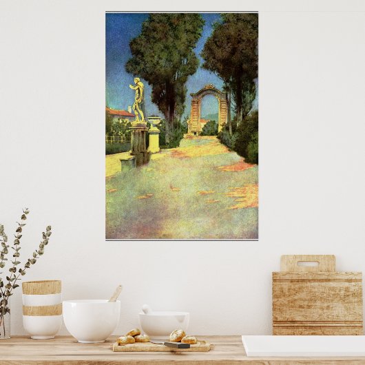 Een Italiaanse tuin van Maxfield Parrish Poster (Keuken)