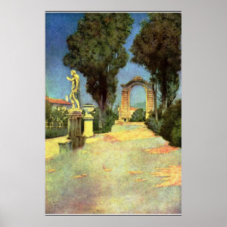 Een Italiaanse tuin van Maxfield Parrish Poster