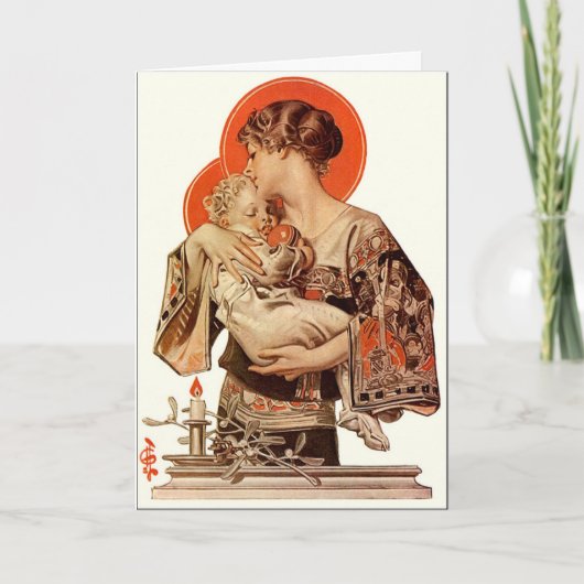 Een J.C. Leyendecker geïllustreerde kerst Kaart (Voorkant)