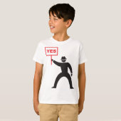 Een ja-teken vasthouden t-shirt (Voorkant volledig)