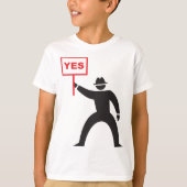 Een ja-teken vasthouden t-shirt (Voorkant)
