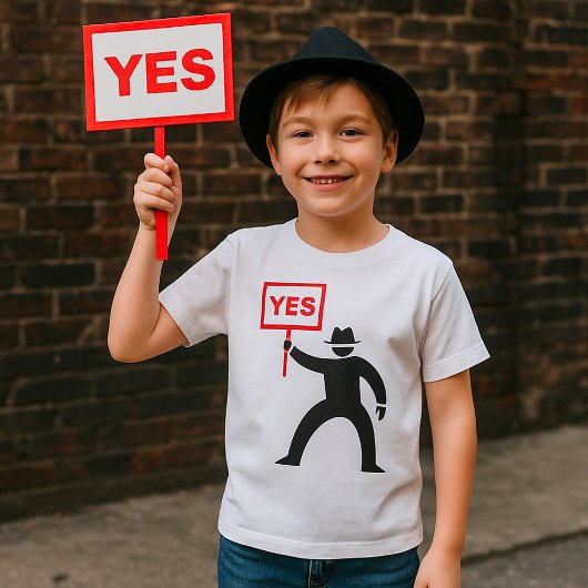 Een ja-teken vasthouden t-shirt