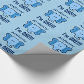 Eén jaar 1e verjaardag Cute Elephant Face A02A Cadeaupapier (Hoek)