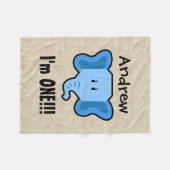 Eén jaar 1e verjaardag Cute Elephant Face A18 Fleece Deken (Voorkant (Horizontaal))