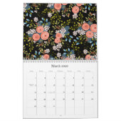 Een jaar bloemen geïllustreerde Pagina's Kalender (Mar 2026)