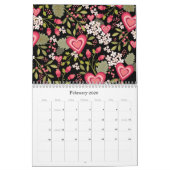 Een jaar bloemen geïllustreerde Pagina's Kalender (Feb 2026)