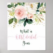 EÉN jaar Boho Floral eerste verjaardag Poster (Voorkant)