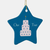 Een jaar durende 'Birthday Cake'  blauw Keramisch Ornament (Rechts)
