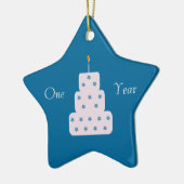 Een jaar durende 'Birthday Cake'  blauw Keramisch Ornament (Links)