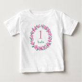 Een jaar durende meisjesroze Floral Wreator Baby (Voorkant)