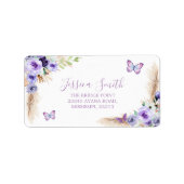 Een jaar Fluttered Butterfly 1e verjaardag adres Etiket (Voorkant)