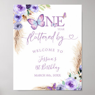 Een jaar Fluttered Butterfly 1e verjaardag Welkom Poster