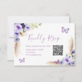 Een jaar Fluttered Butterfly Birthday QR RSVP-kaar Bedankkaart (Voorkant)