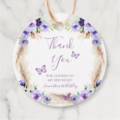 Een jaar Fluttered Butterfly Eerste Verjaardag Blo Bedankjes Labels (Voorkant)