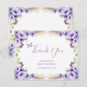 Een jaar Fluttered Butterfly Eerste Verjaardag Blo Bedankkaart (Voorkant / Achterkant)