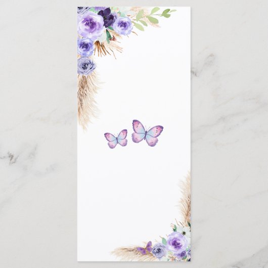 Een jaar Fluttered Butterfly Eerste Verjaardag Blo Menu (Achterkant)