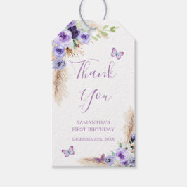 Een jaar Fluttered Butterfly Verjaardag Bedankt Cadeaulabel