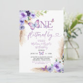 Een jaar gefladderde vlinder eerste verjaardag blo kaart (Staand voorkant)