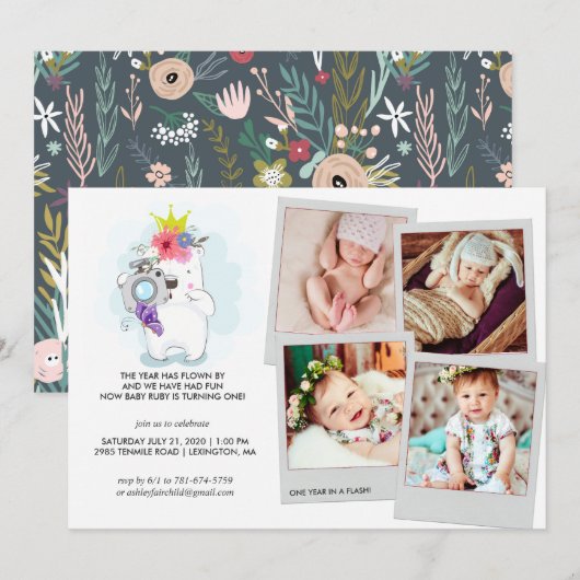 Eén jaar in een Flash | Foto-Collage-uitnodiging Kaart (Voorkant / Achterkant)