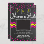 Een jaar in een Flash verjaardagsuitnodiging Kaart (Voorkant / Achterkant)