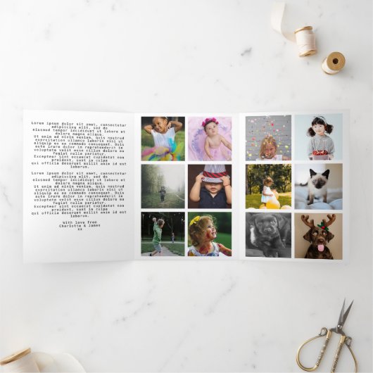 Een jaar in Review Holiday Foto Collage Drieluik Wenskaart (Binnen)