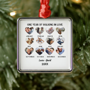 Een jaar lang wandelen in de liefde 12 foto collag metalen ornament