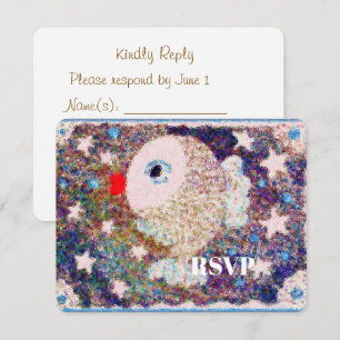 Eén jaar liefde Starry Fish 1e verjaardag RSVP Kaartje