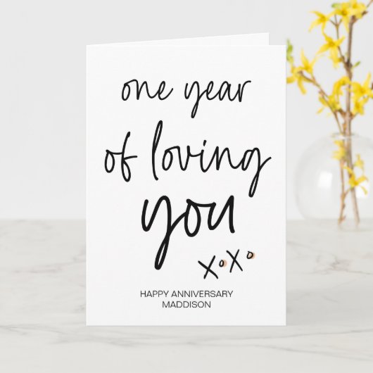 Een jaar liefdevol je Jubileum cadeau vrouw man Kaart (Gele Bloem)