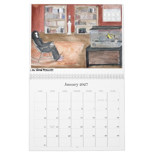 Een jaar met overlijden kalender (Jan 2027)