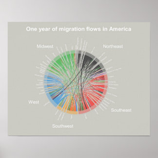 Een jaar migratiestromen in Amerika Poster