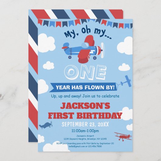 Eén jaar na de geboorte van het vliegtuig heeft Sk Kaart (Voorkant / Achterkant)