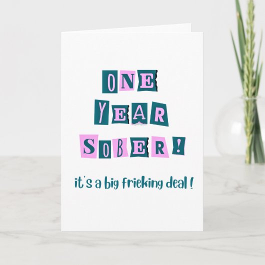 Eén jaar nuchter kaart met envelop ~ 13x18cm (Voorkant)