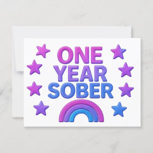 Eén jaar nuchter nuchterheidsjubileum verjaardag A Briefkaart