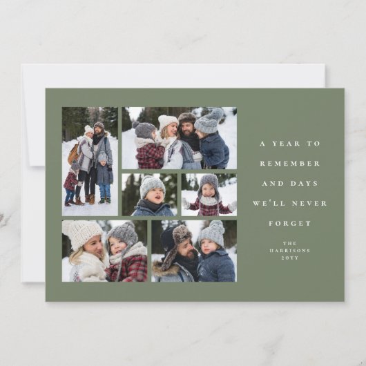 Een jaar om 2022 6 fotocollage groen te onthouden feestdagenkaart (Voorkant)