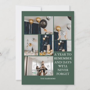 Een jaar om 6 fotocollage groen te onthouden feestdagenkaart