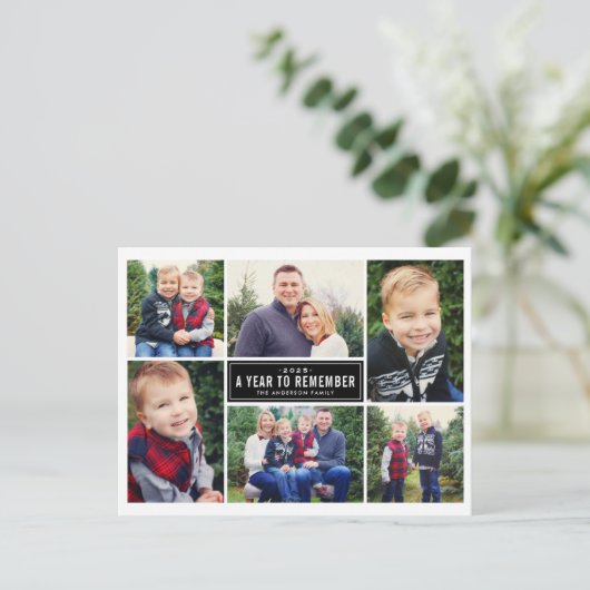 Een jaar om de Happy New Year Photo Collage te ont Feestdagenkaart (Staand voorkant)