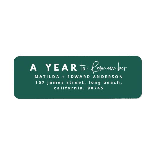 Een jaar om de moderne, minimale foto te onthouden etiket (Voorkant)