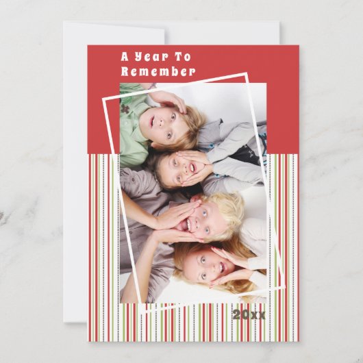 Een jaar om Stripe Christmas Holiday Foto te ontho (Voorkant)
