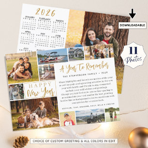 Een jaar om te onthouden 12 Foto 2026 Kalender Feestdagenkaart