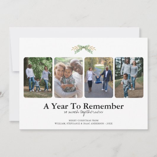 Een jaar om te onthouden 4 foto's Kerstmis Feestdagenkaart (Voorkant)