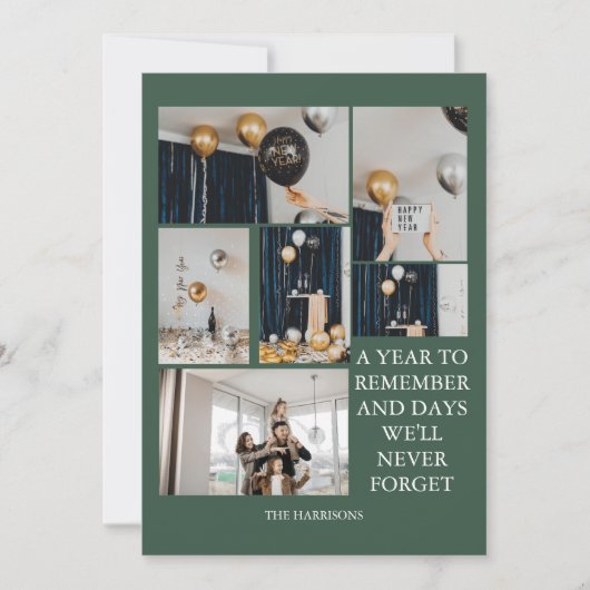 Een jaar om te onthouden 6 foto collage groen feestdagenkaart (Voorkant)