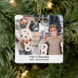 Een jaar om te onthouden - grappige kerstfoto van  keramisch ornament